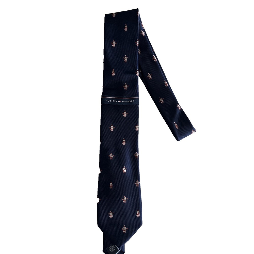 Tommy Hilfiger Men's 100% Silk Tie ~ Blue ~ Santa Claus ~ NEW MSRP: $69.50